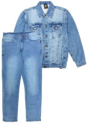 #ad Men#x27;s Denim Classic Jean Suit 2 Piece Outfit Jacket amp; Pants $65.99