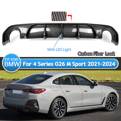 #ad #ad For 2021 2024 BMW G26 430i M Sport Rear Bumper Diffuser W LED Light Carbon Fiber $284.04