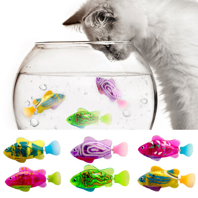 Electric Fish Cat Interactive Toy with Light Water Swimming Robot Fish Pet Toy $4.99