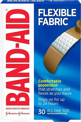 #ad Band Aid Flexible Fabric Adhesive Bandages First Aid One Size Fits All 30 Ct. $3.99