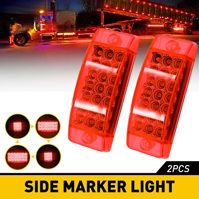 #ad 2X 6quot; 12V Marker Lights LED Truck Trailer Side Light Turn Signal Light Red Lamps $14.99