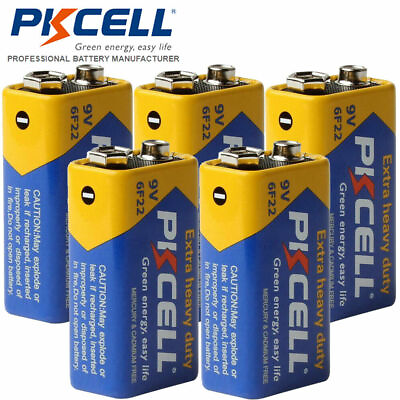 #ad 5Pcs 9V Block PP3 Batteries 6F22 EN22 ND65V 9Volt Zinc Carbon for Smoke Detector $7.09
