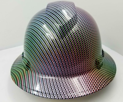 #ad #ad FULL BRIM Hard Hat custom hydro dipped NEW NEO CHROME CARBON FIBER Extreme $49.99