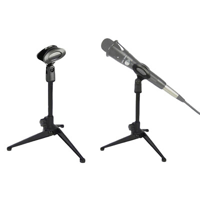 #ad 2x Desk Table Top Microphone Stand Mic Tripod Clip Holder Foldable Adjustable $10.95