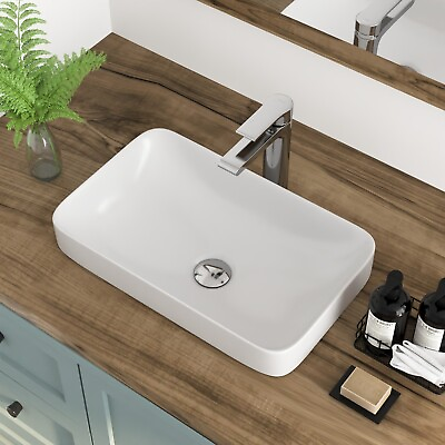 #ad DeerValley 19quot; Bathroom Ceramic Semi Recessed Vessel Sink White Art Basin $78.99