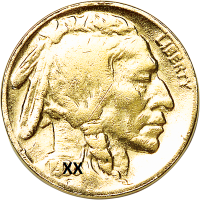 #ad 1 Buffalo Nickel 24K Gold Plated Indian Head 5 Cent 1913 1938 Random Circulate $2.25