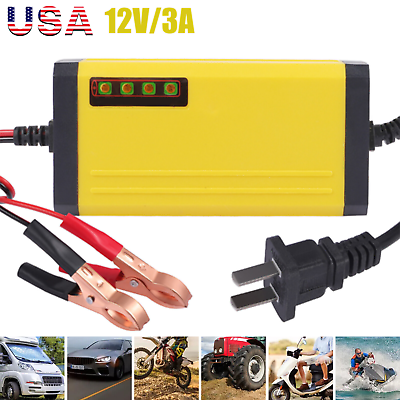 #ad 12V Car Battery Charger Maintainer Auto Trickle RV for Truck Motorcycle Portable $9.59