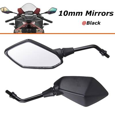#ad Black Motorcycle Rearview Side Mirrors for Honda Grom Kawasaki Ninja Suzuki NEW $16.81