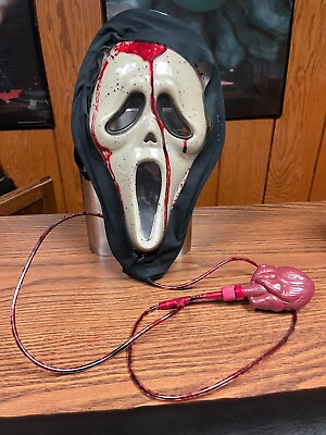 #ad Vintage 90#x27;s Halloween Working SCREAM Ghostface Mask with Blood Pump Heart $24.00