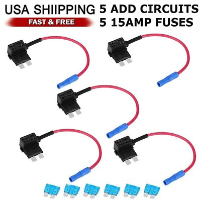 #ad 10Pcs Fuse TAP ADAPTER KIT 12V 15 Amp Car Add a circuit Standard ATM APM Blade $7.95
