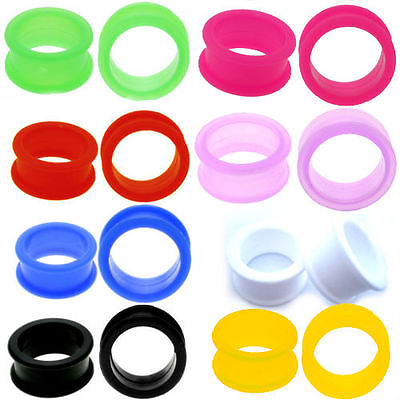 #ad PAIR LARGE FLARE SOFT Silicone Ear Skins Ear Gauges Soft Ear plugs Ear Tunnels $1.99
