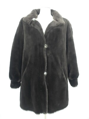 #ad LONG REVERSIBLE Sheared Beaver Faux Fur Coat Jacket Brown Medium Women#x27;s 36096 $24.50