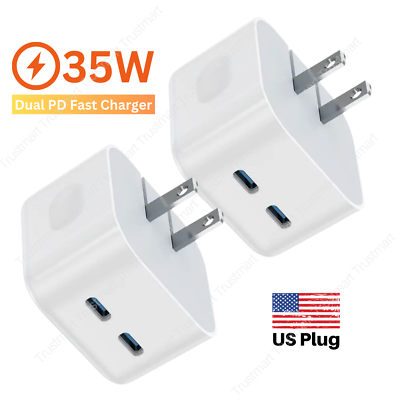 #ad New 35W Dual USB C PD Fast Charger Type C Power Adapter Wall Charger For iPhone $10.25