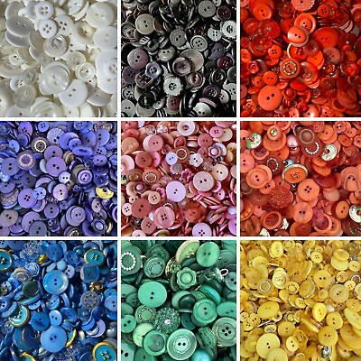 #ad 9 Colors Mixed Lot of Dyed Colorful Buttons All Sizes 2550100 pcs $7.50