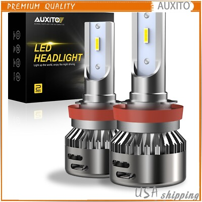 #ad US H11 H9 H8 AUXITO LED Headlight Kit Bulbs High Low Beam White 6500K High Power $18.99