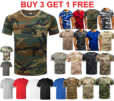 #ad short Sleeve T shirt Camouflage Tee camo Tactical Camouflage plain T shirt $12.85