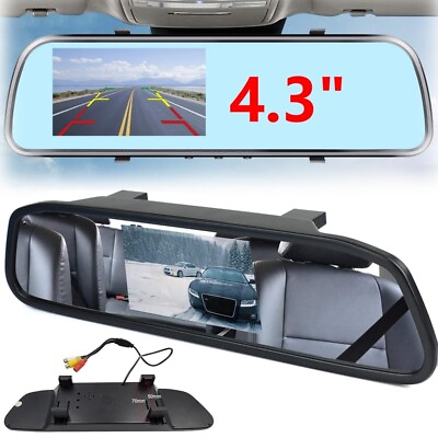 #ad 4.3quot; Backup Camera Mirror Car Rear View Reverse Night Vision Parking System Kit $23.89