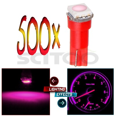 #ad 500pcs T5 5050 1SMD Wedge Car LED Gauge Light Bulbs 85 74 73 70 Pink For Honda $60.85