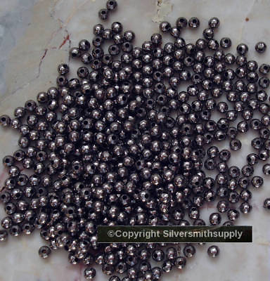 #ad Gunmetal Black 4mm round spacer beads 500 lrg hole spacers fits leather FPB094B $3.95