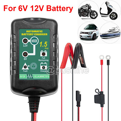 #ad Automatic Battery Charger Maintainer Motorcycle Trickle Float For 6V 12V Battery $15.92