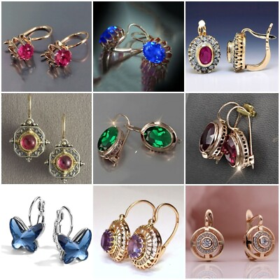 #ad 925 Silver Cubic Zirconia Hook Drop Dangle Earrings Wedding Engagement Jewelry C $3.08