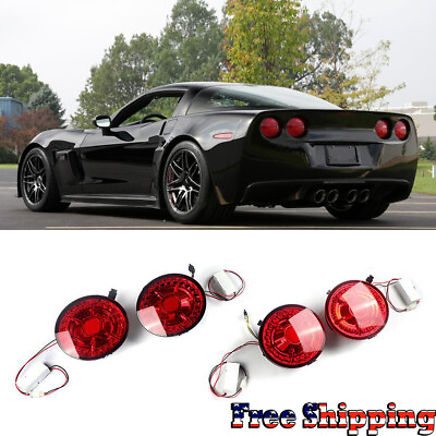 #ad 4x Red Lens LED Stop Brake Tail Lights For Chevrolet Corvette C6 2Door 2005 2013 $140.05