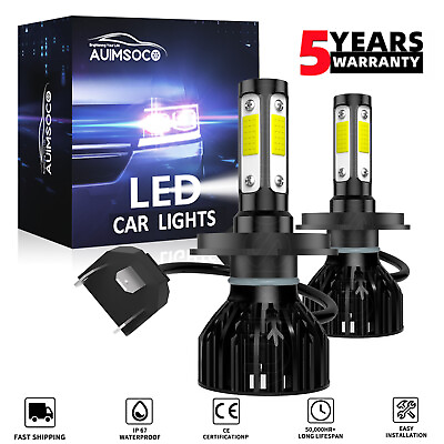 #ad 2X H4 9003 LED Headlight Super Bright Bulbs Kit 420000LM White Hi Lo Beam 6000K $29.99