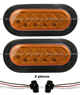 #ad 2pcs 6quot; Oval 35 LED Amber Amber Sequential Arrow Light with Grommet amp; Pigtail $49.00