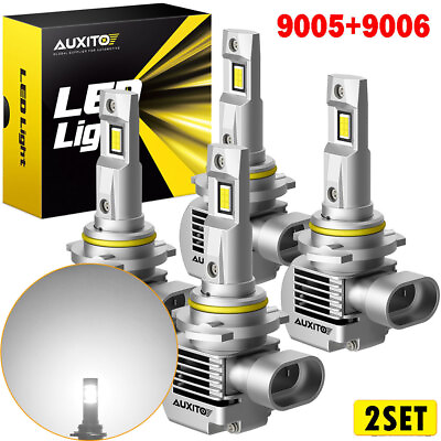 #ad 8x 9005 9006 Combo LED Headlight High Low Beam Fog Light Bulbs 360W 6000K AUXITO $151.18