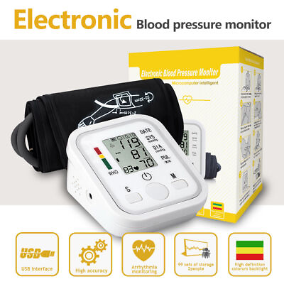 #ad 2024 Digital Automatic Blood Pressure Monitor Upper Arm BP Machine Heart Rate HP $11.99