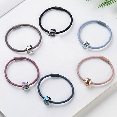 #ad 1Pcs Simple Solid Color Single Crystal Elastic Hair Bands Hair Ring Rubber Bands C $0.99