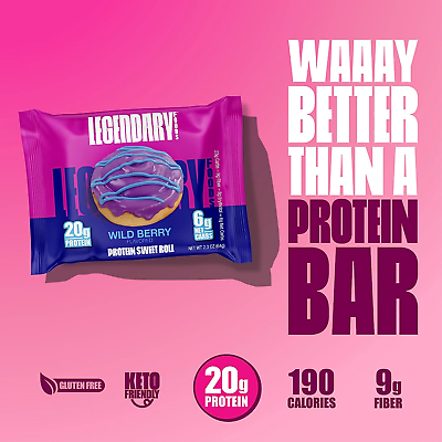 #ad Legendary Foods High Protein Snack Wild Berry Sweet Roll 8 Pack $28.99