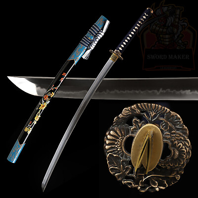 #ad Japanese Samurai Katana Clay Tempered L6 Steel Blade Full Tang Sword Choji Hamon $199.99