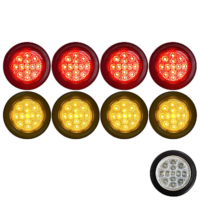 #ad 2quot; Round 13 LED Trailer Side Marker Clearance Light Clear Lens Red Amber 12V $67.95