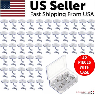 #ad 50 Pcs Upholstery Tacks Headliner Pins Clear Heads Twist Bed Fabric Sofa Chair $7.59