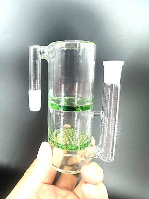 #ad 14mm 90 Degree Ash Catcher 5quot; Glass Water Pipe Shisha Hookah Clear Green $16.99