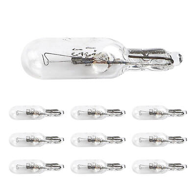 #ad 10pcs Car T5 Glass Halogen Light Bulbs 2 Pin Indicator Lights 12V 1.2W White $8.70