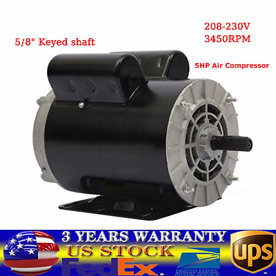 #ad 5 HP SPL 3450 RPM Air Compressor Electric Motor 60Hz 208 230V 56Frame 5 8quot; Shaft $152.11