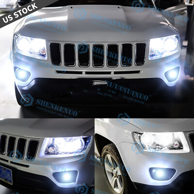#ad For Jeep Compass 2011 2013 6000K LED Headlights Fog Bulbs Combo Kit 6x $34.31