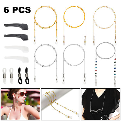 #ad 6PCS Beaded Eyeglass Chain Strap Holder Cord Eyewear Retainer Glasses Necklace $10.98