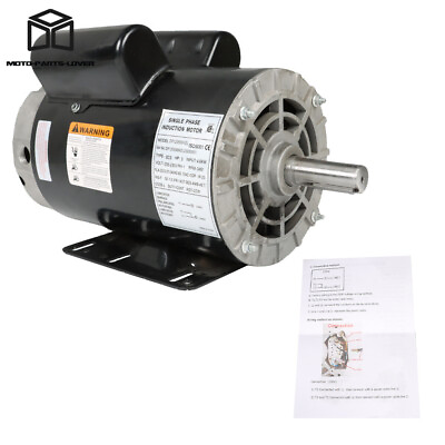 #ad #ad 230V Compressor Duty Electric Motor 1 Phase 3450 RPM 56HZ Frame 7 8quot; Shaft 5HP $210.00