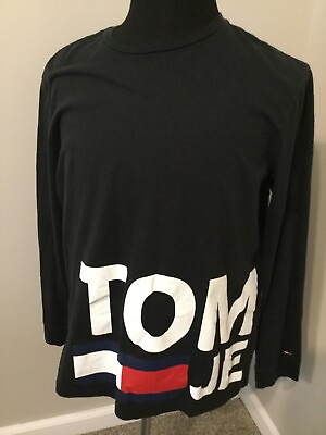 #ad Vintage Tommy Jeans Men#x27;s Size L Long Sleeve T Shirt Tommy Sport Spell Out NWOT $17.49
