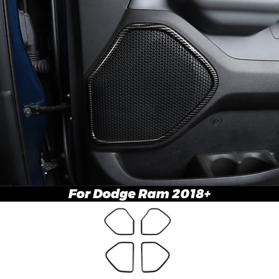 #ad 4x Interior Door Speaker Trim Decor Frame For Dodge Ram 1500 2018 Carbon Fiber $32.99