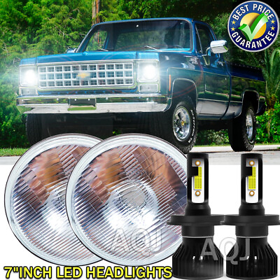 #ad 2pc 100W 7inch Round LED Headlights Projector For Chevy 1975 1980 K10 K20 K5 C10 $103.99