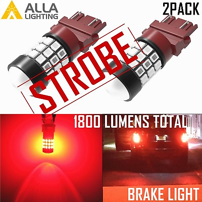 #ad Alla Lighting LED 3157 Legal Strobe Red Brake Stop Light Bulb Turn Signal Lamp $19.98
