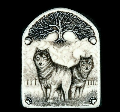 #ad Etched Wolves Wall Plaque Wall Plaque Moosup Valley Rachel Badeau $32.30