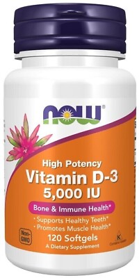 #ad Now Foods High Potency Vitamin D 3 5000 IU 120 Softgels 2 Pack $22.98