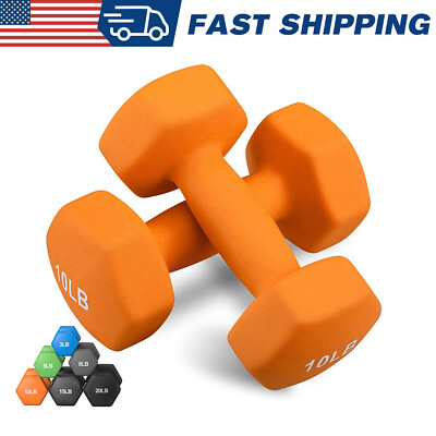 #ad 3 5 8 10 20lb Hex Neoprene Dumbbells Set of 2 Hand Weights Strength Training $10.99
