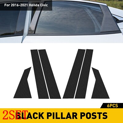 #ad Carbon Fiber Pattern KK Vinyl Pillar Post Stickers For Civic Sedan 2016 21 2SET $31.94