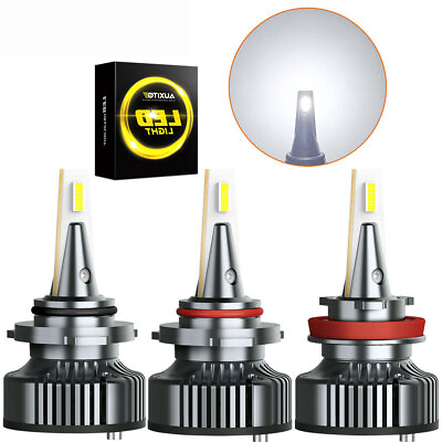 #ad 4X AUXITO 9005 H11 Combo 6500K 144W LED Headlight White High Lo Beam Bulb CANBUS $83.99